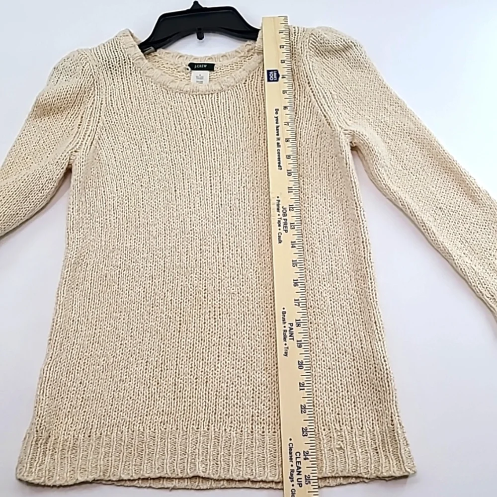 J. CREW Women's Cream Cotton / Lin / Nylon Long Sleeve Sweater‎ - Size Small